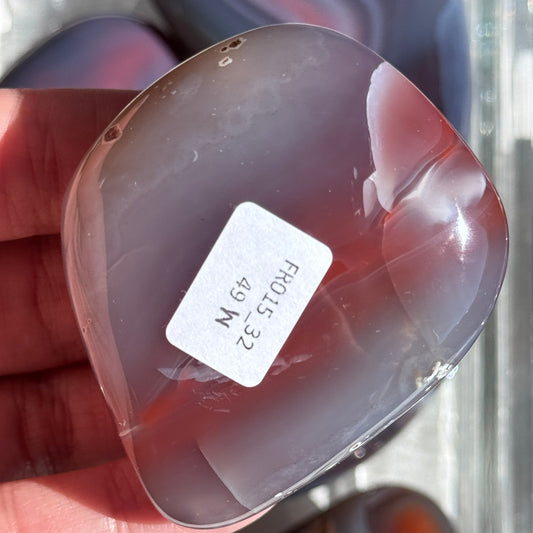 mozambique strawberry agate freeform palm polished agate stone