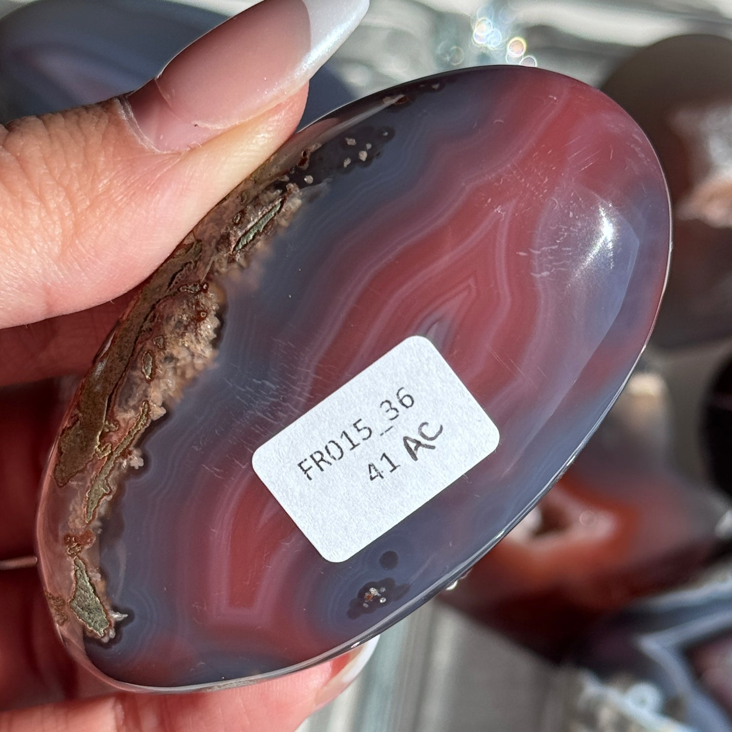 Mozambique Strawberry Agate Freeform Palm #36