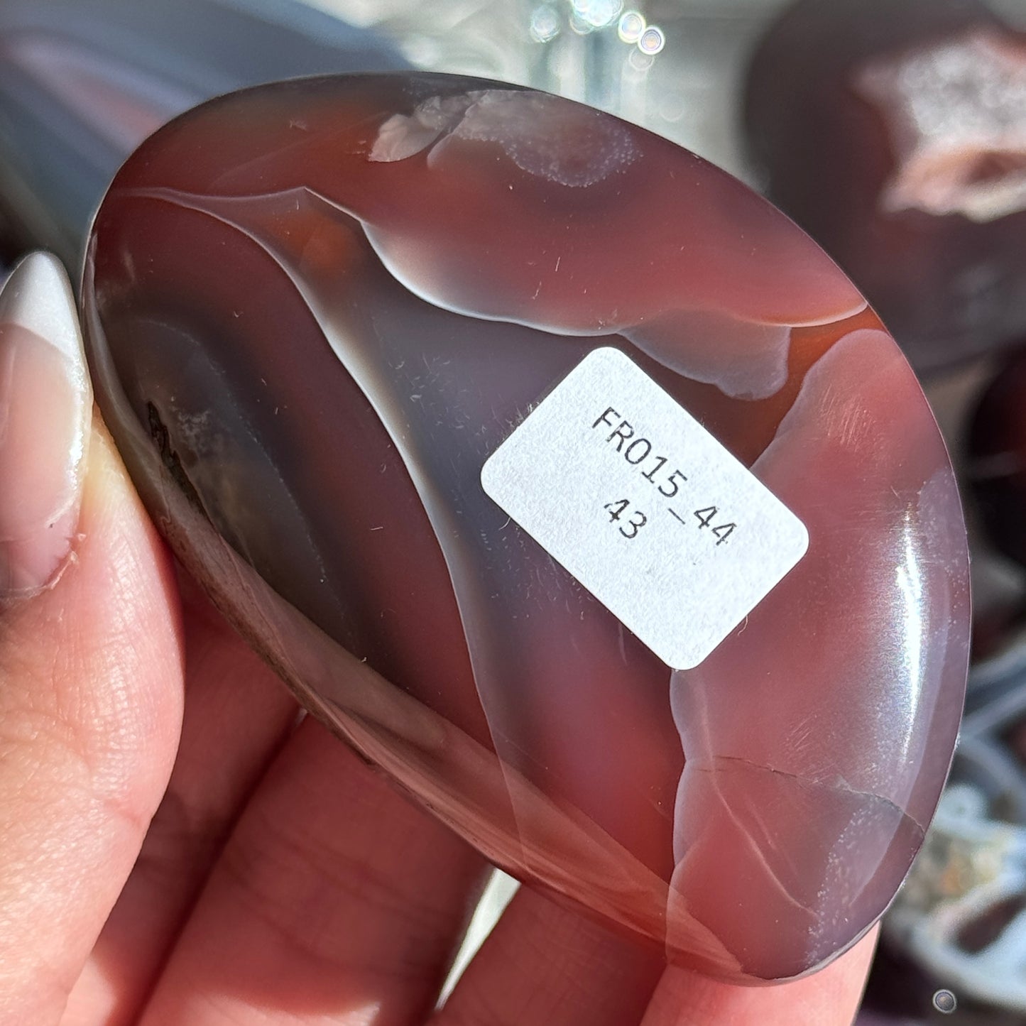 Mozambique Strawberry Agate Freeform Palm #44