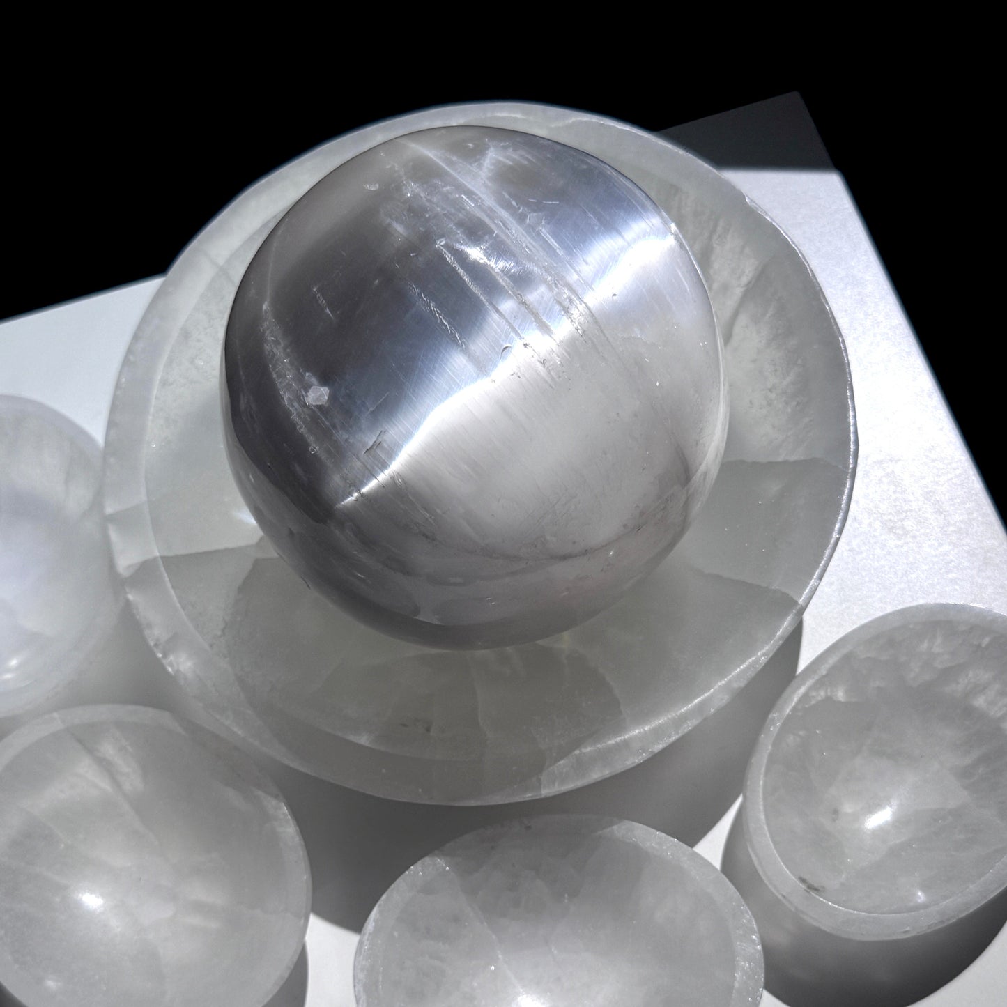 Selenite Round Bowls 8”