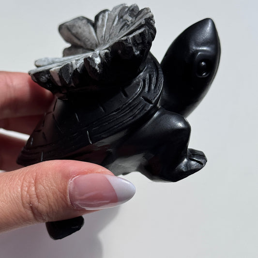 Chrysanthemum Stone Turtle Carving #1