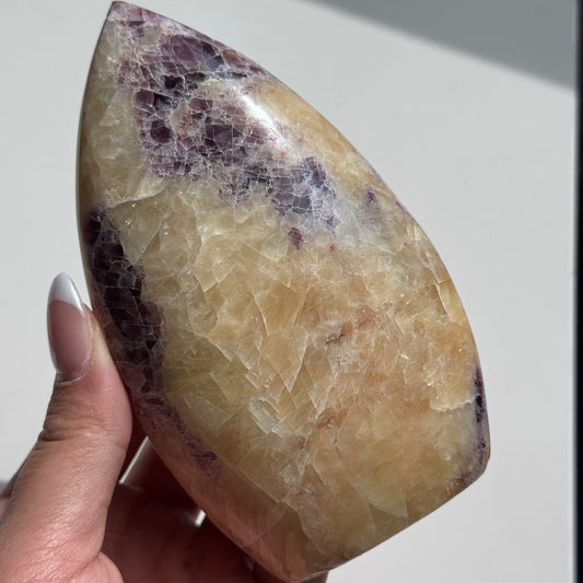 Yellow Calcite w/ Anhydrite Flame #1