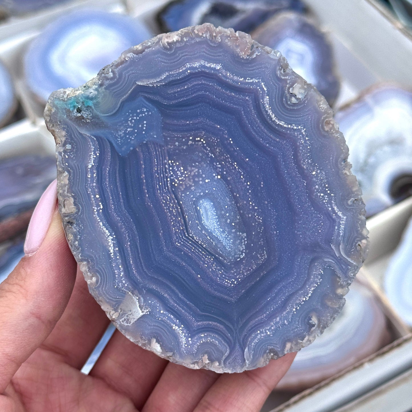 starry night agate geode polished