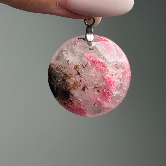 Gem Rhodonite Quartz Pendant (N)