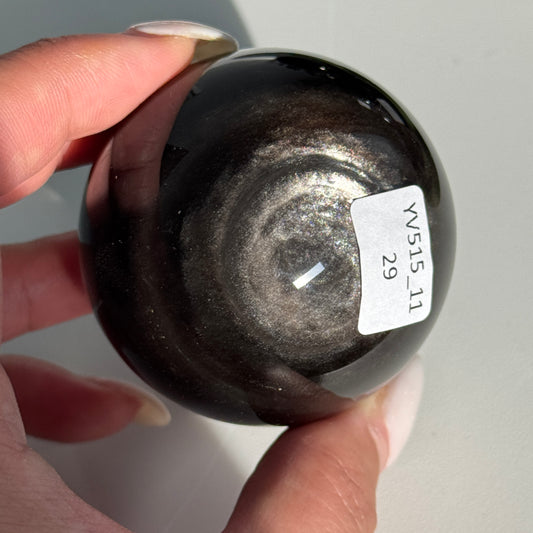Silver Obsidian Sphere #11
