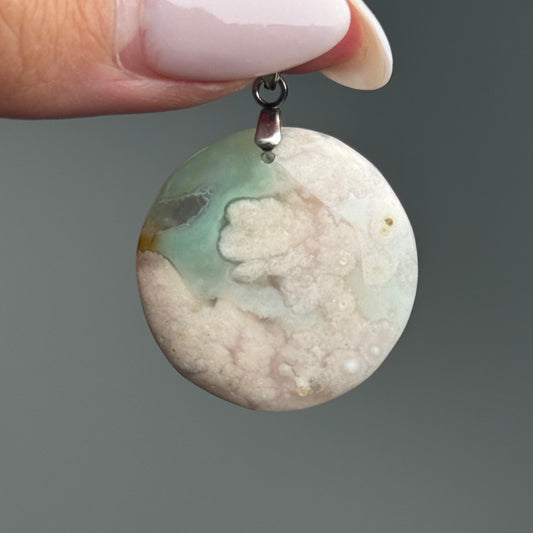 Green Flower Agate Pendant (D)
