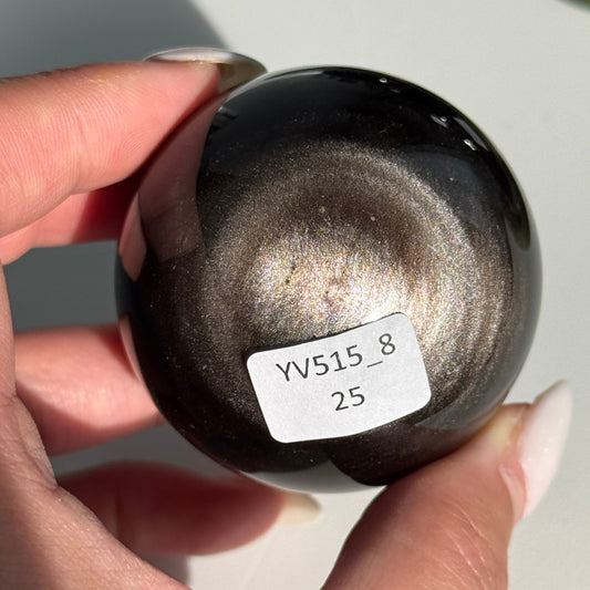 Silver Obsidian Sphere #08