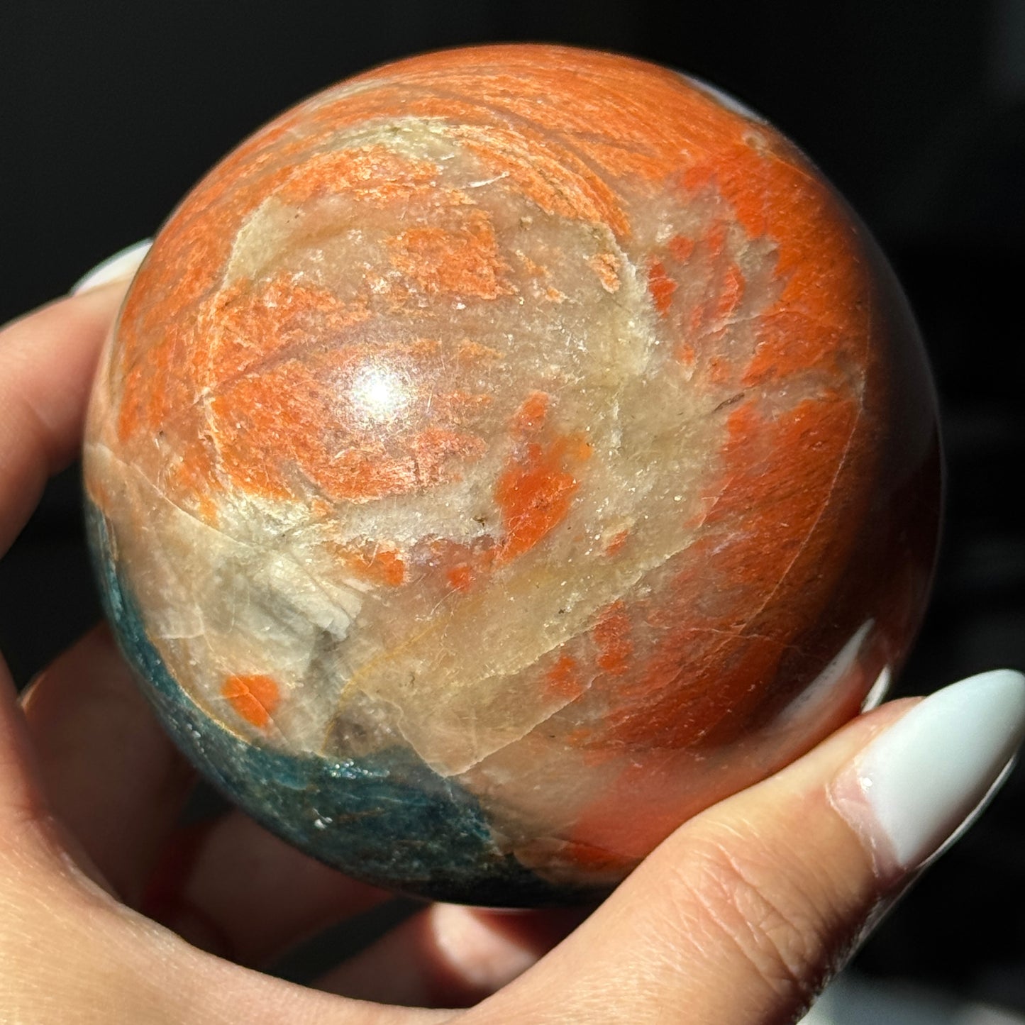 Old Stock Sunstone Blue Apatite Sphere #4