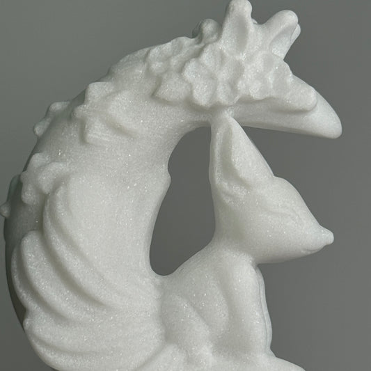White Jade Moon Ninetails Carving