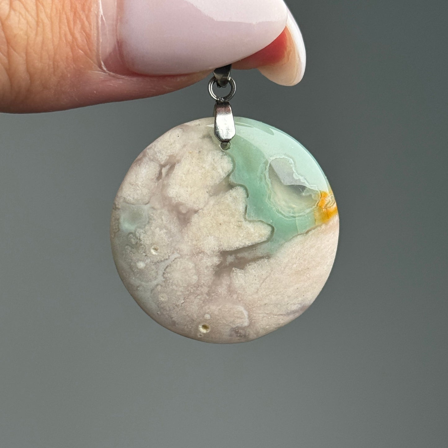 Green Flower Agate Pendant (D)