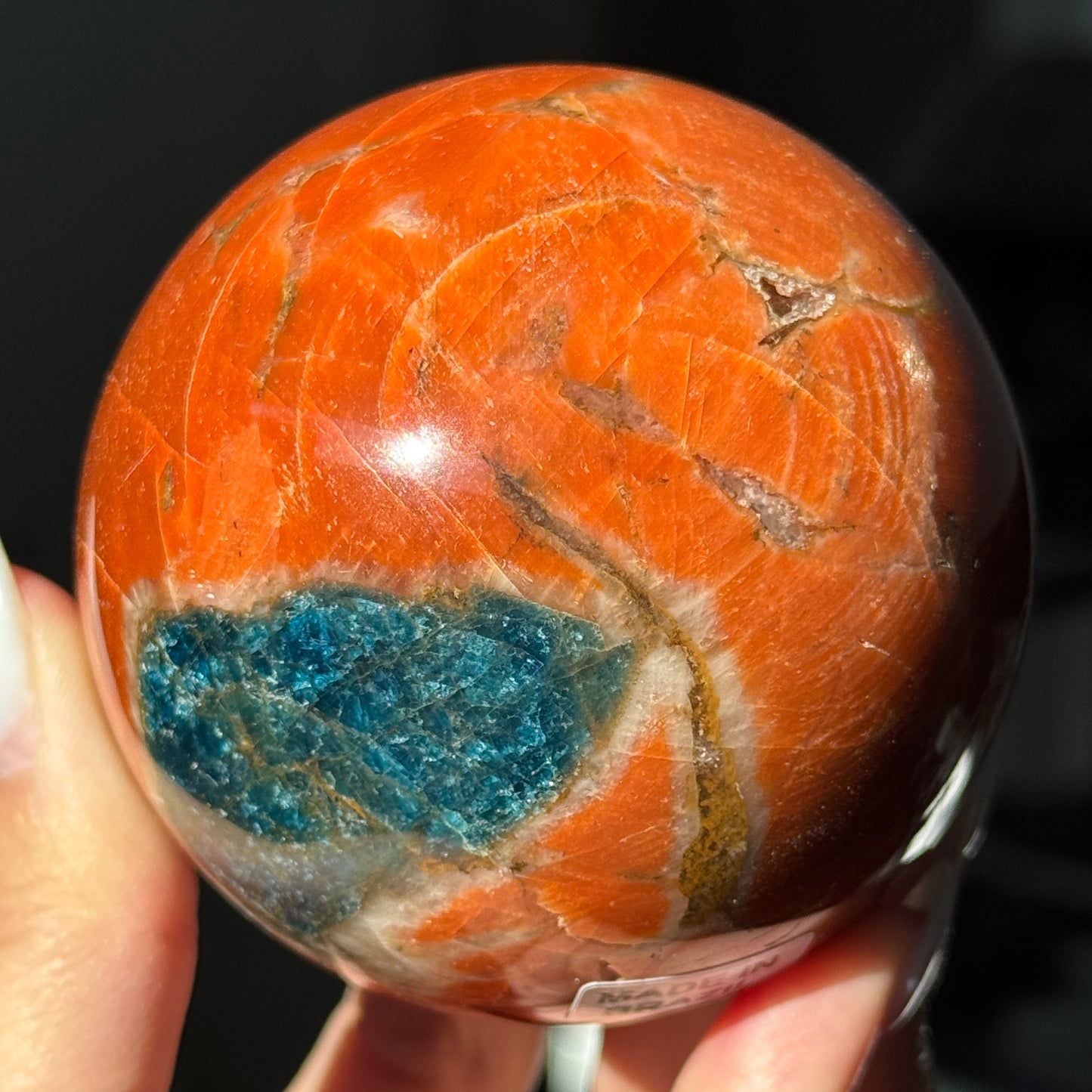 Old Stock Sunstone Blue Apatite Sphere #2