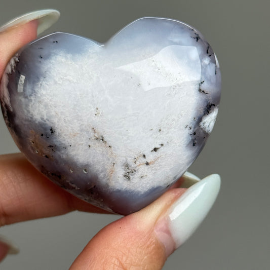 Purple Dendritic Opal Heart Carving #3