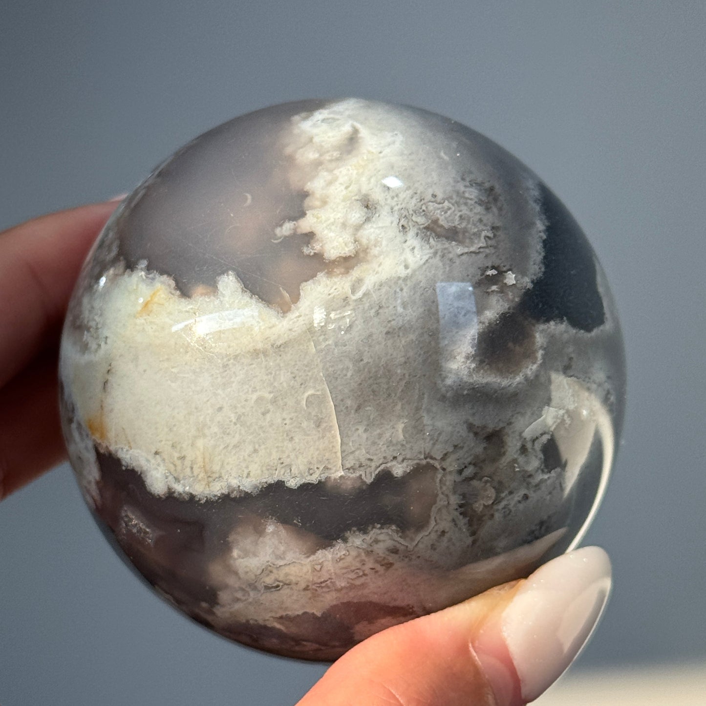 Black Flower Agate Sphere #10