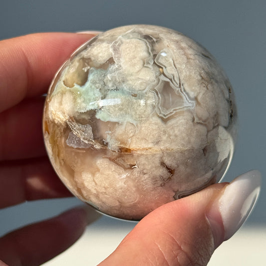 Green Flower Agate Sphere #12