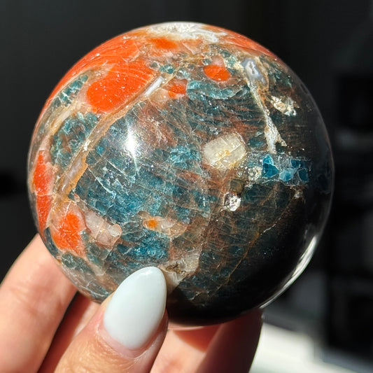 Old Stock Sunstone Blue Apatite Sphere #3