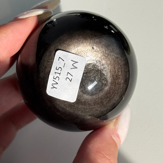Silver Obsidian Sphere #07