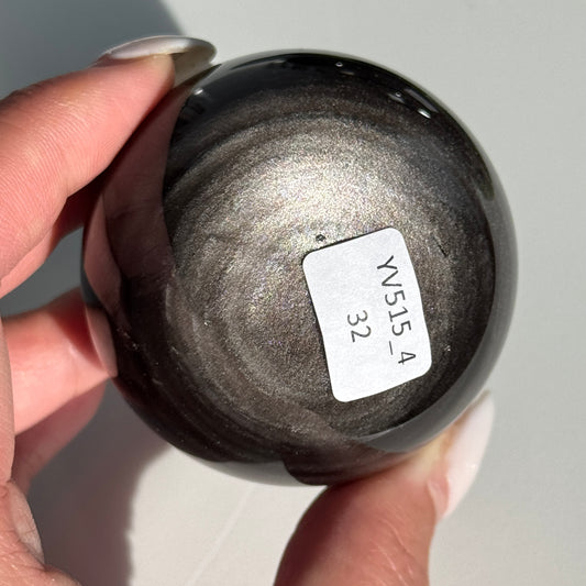 Silver Obsidian Sphere #04
