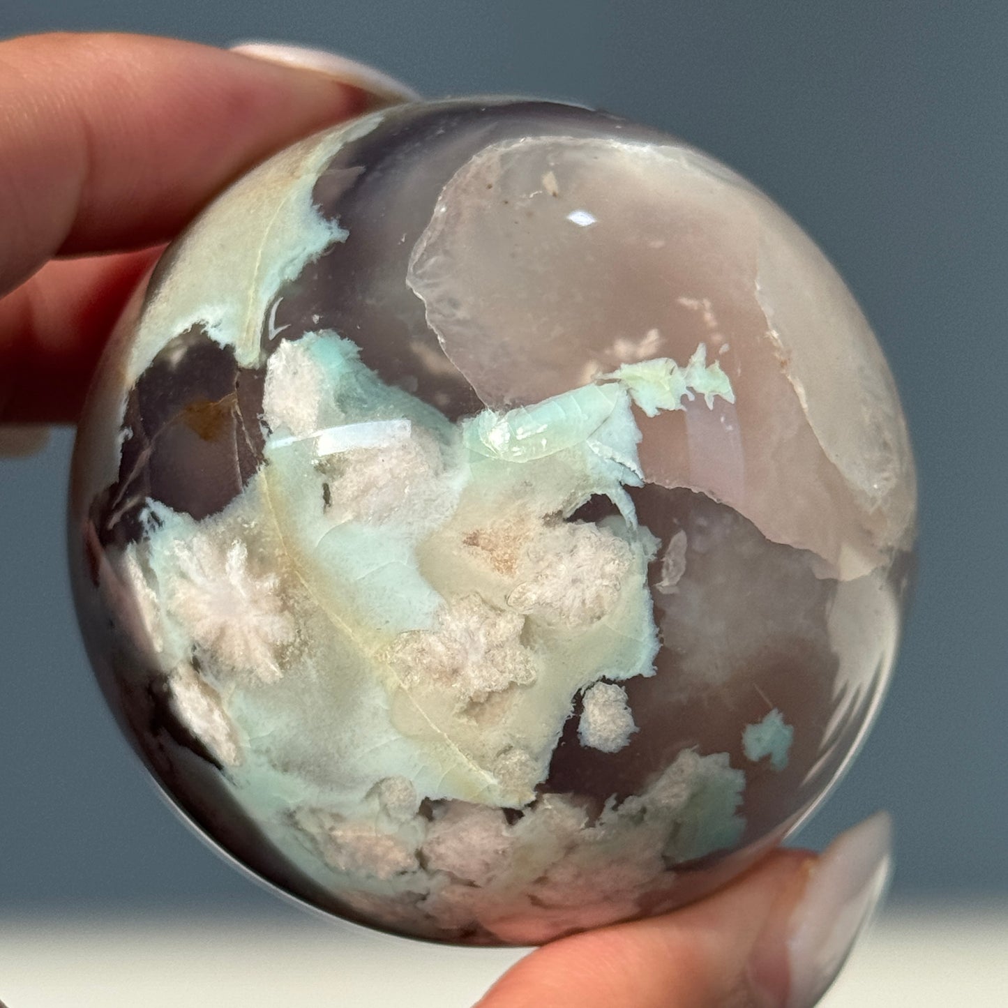 Green Flower Agate Sphere #8