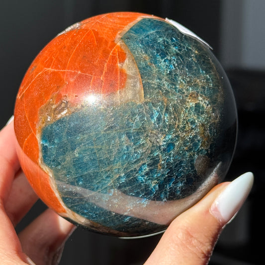Old Stock Sunstone Blue Apatite Sphere #1