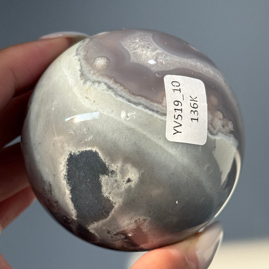 Black Flower Agate Sphere #10