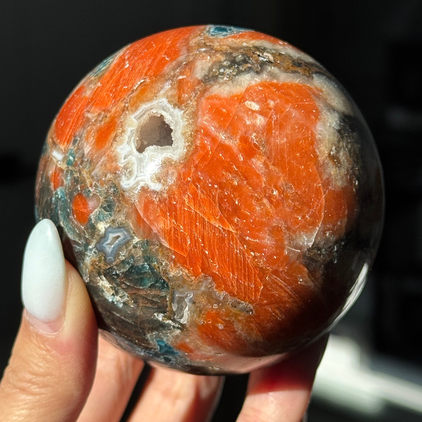Old Stock Sunstone Blue Apatite Sphere #3