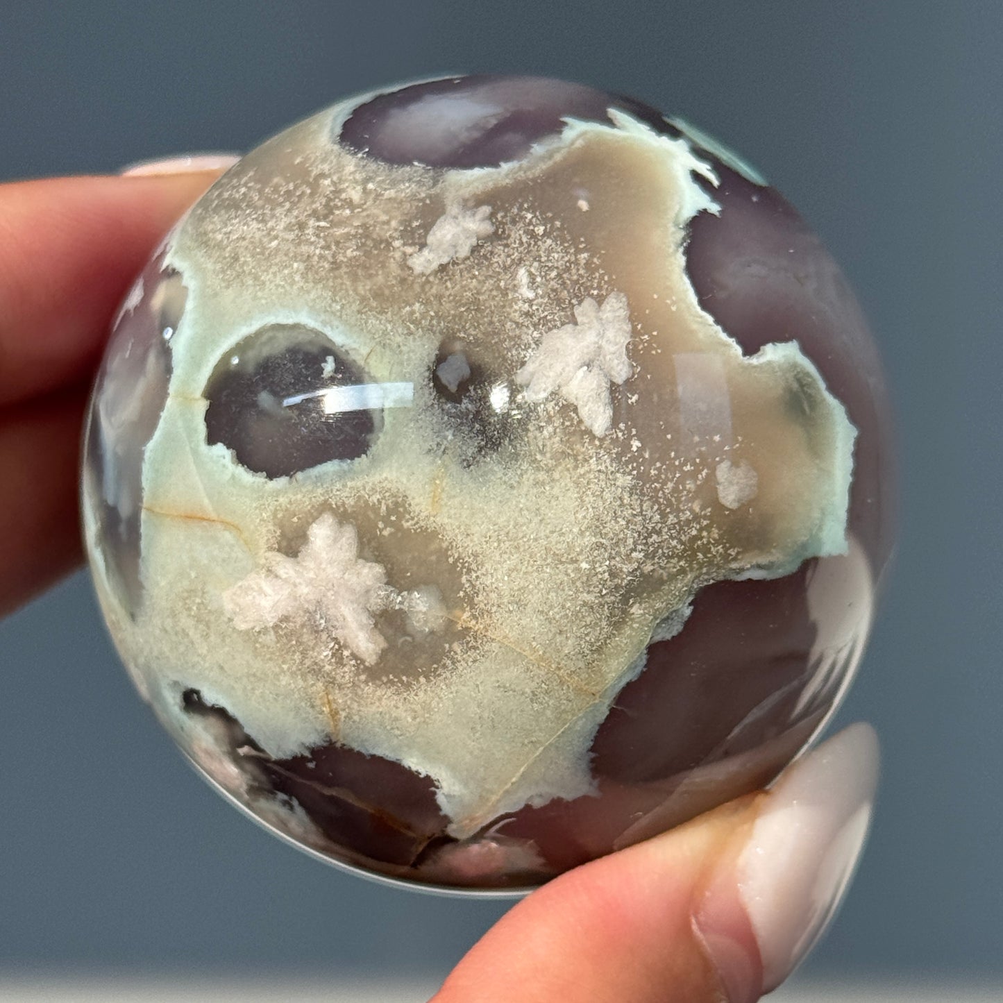 Green Flower Agate Sphere #8