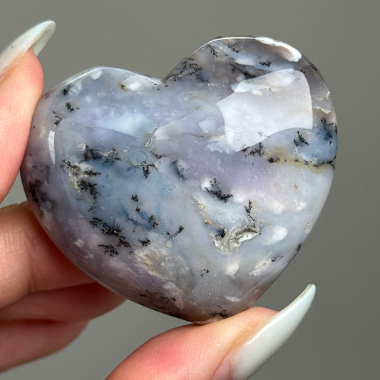 Purple Dendritic Opal Heart Carving #4