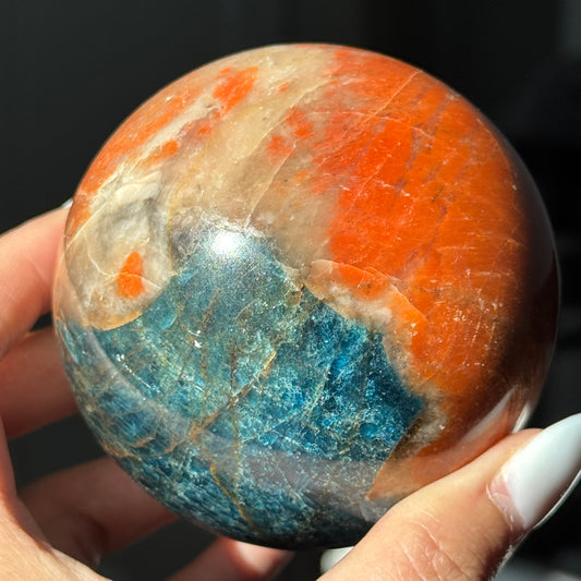 Old Stock Sunstone Blue Apatite Sphere #4