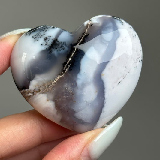 Purple Dendritic Opal Heart Carving #2