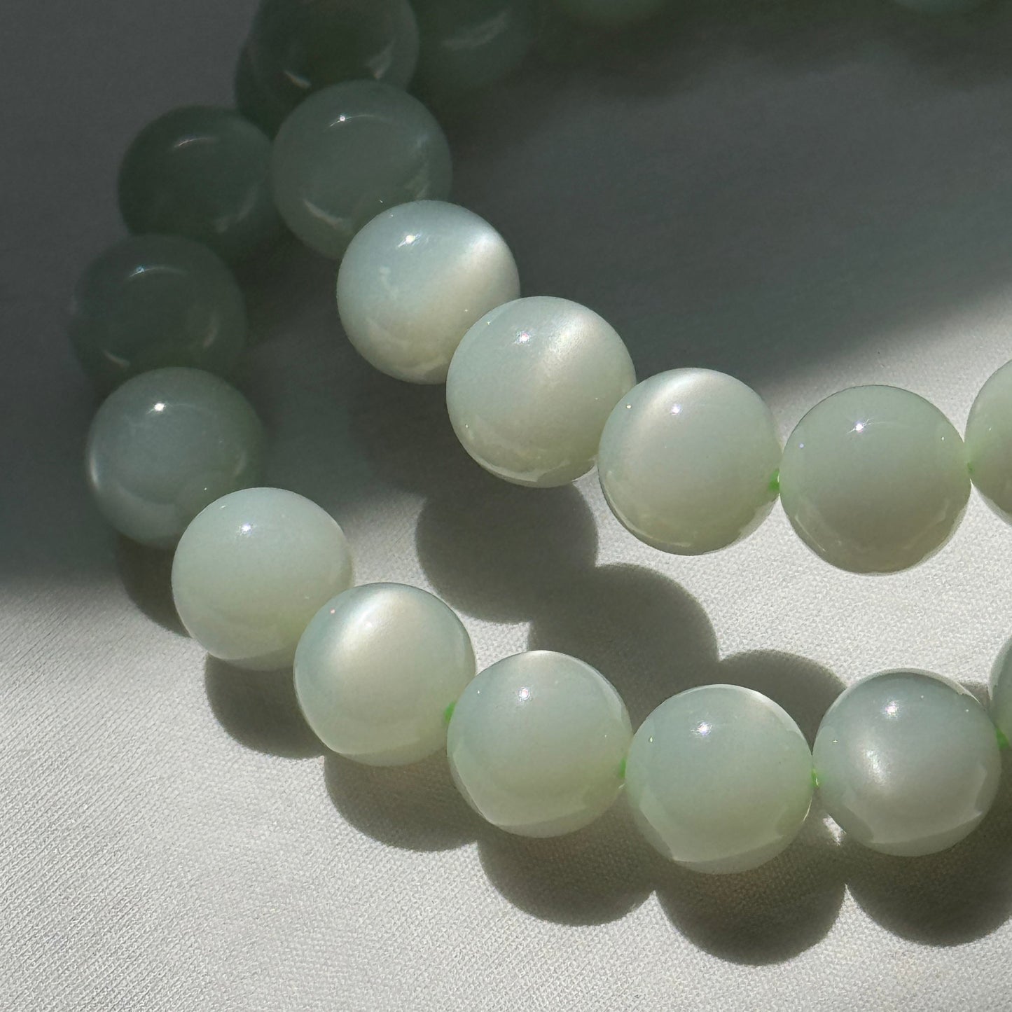 Silky Green Moonstone Bracelets (various bead sizes)