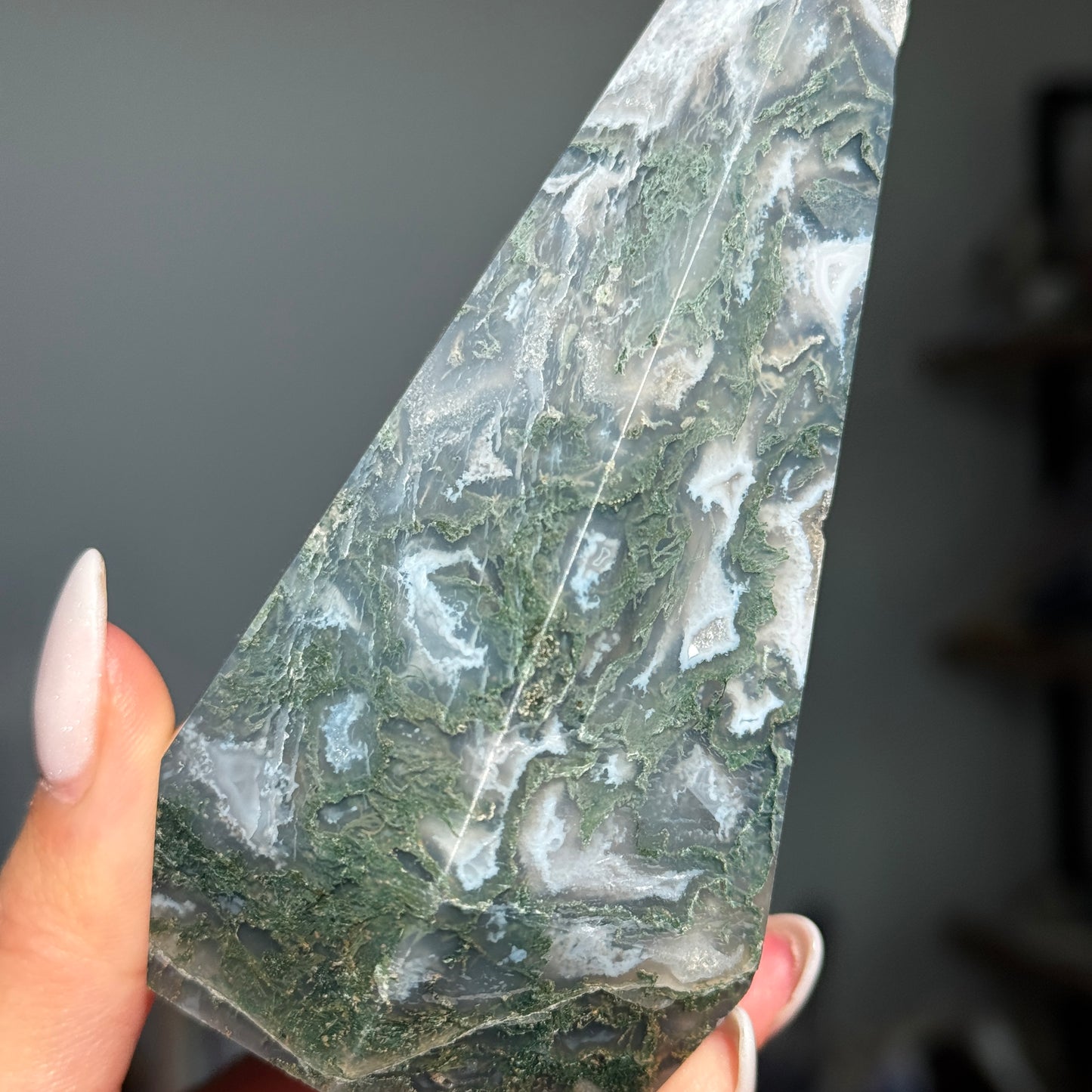Moss Agate Diamond Tower #5