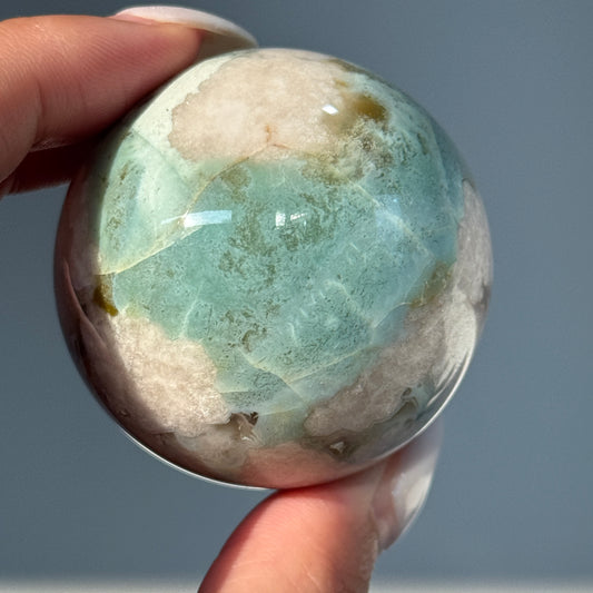 Green Flower Agate Sphere #7