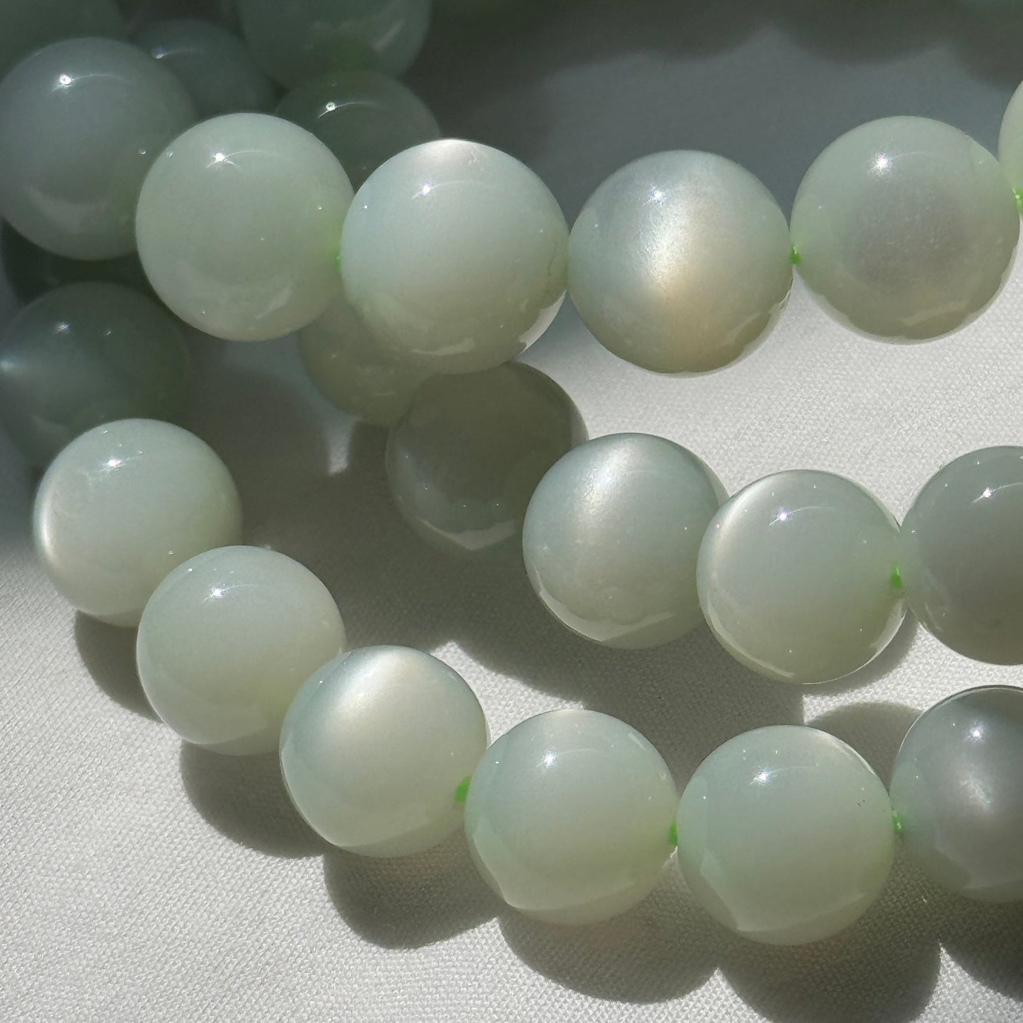 Silky Green Moonstone Bracelets (various bead sizes)