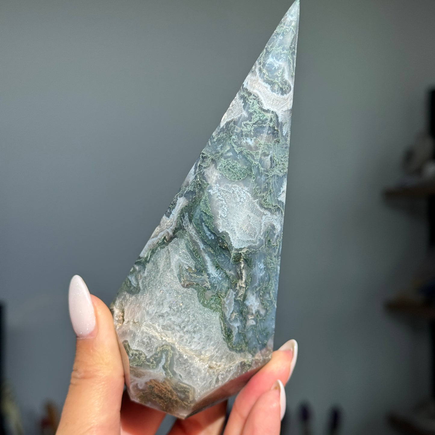 Moss Agate Diamond Tower #5