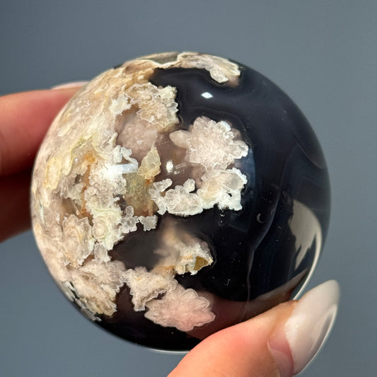 Black Flower Agate Sphere #5