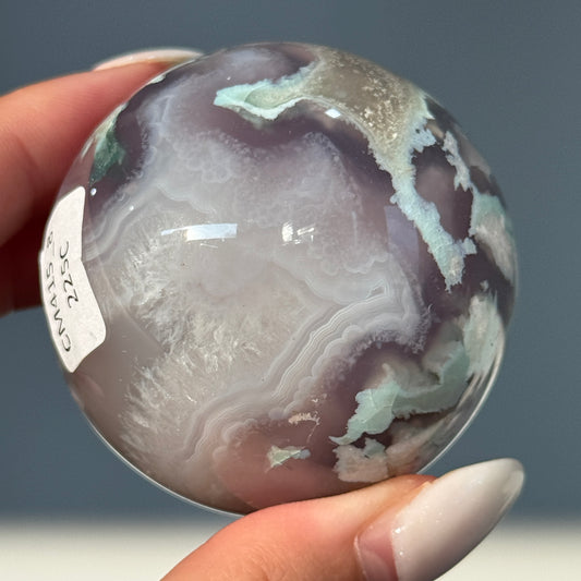 Green Flower Agate Sphere #8