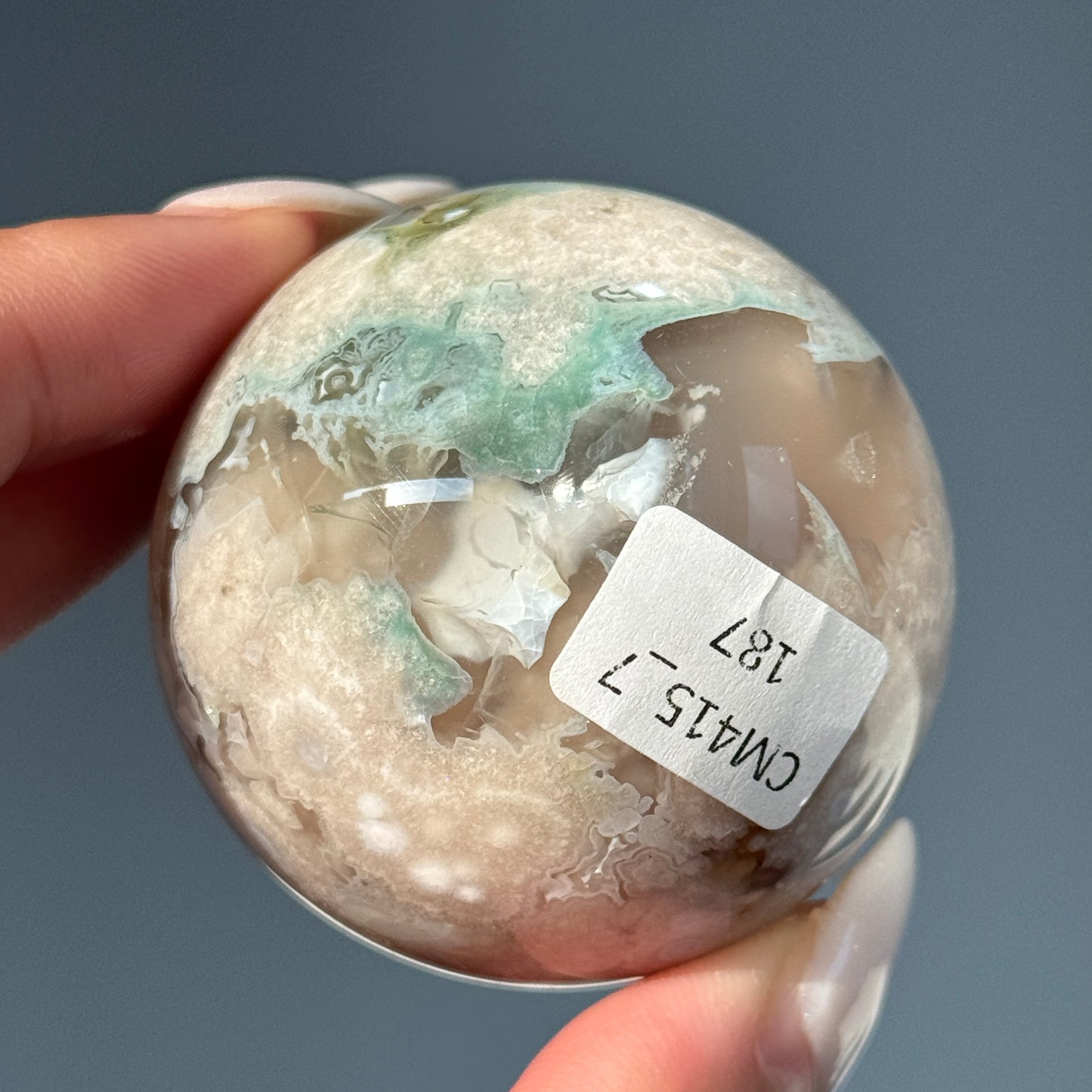 Green Flower Agate Sphere #7