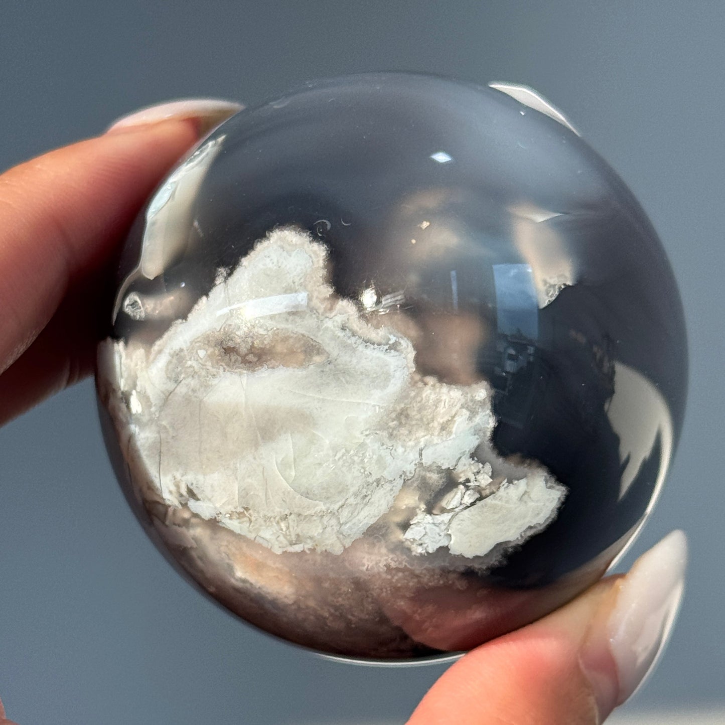 Black Flower Agate Sphere #6