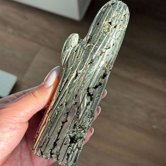 Pyrite Cactus L Carving #1