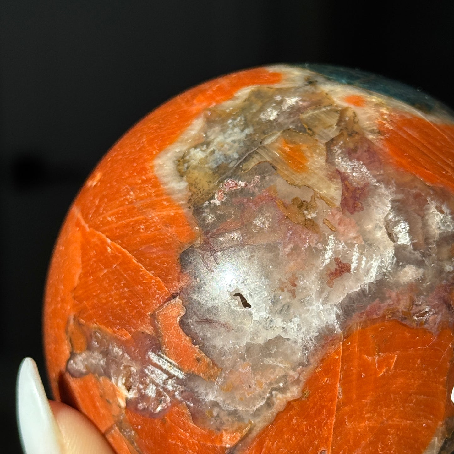 Old Stock Sunstone Blue Apatite Sphere #1