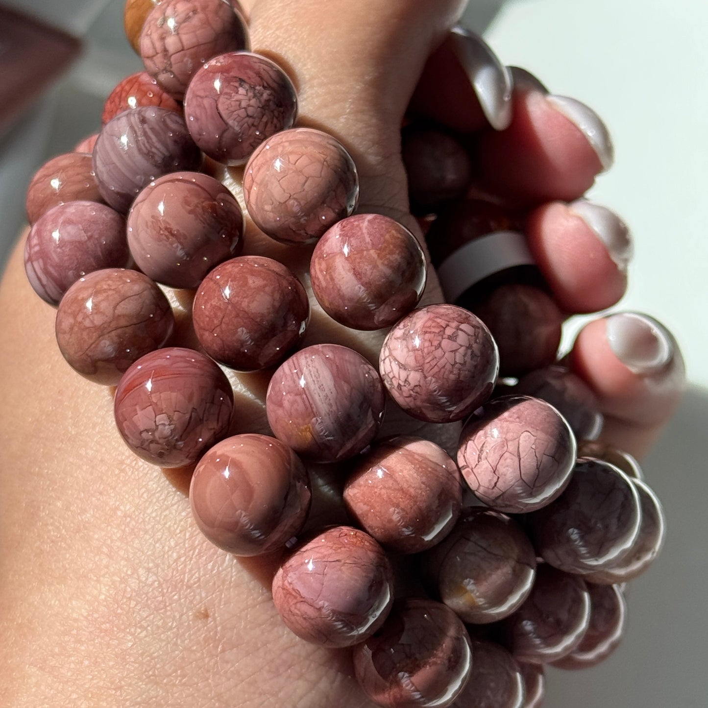 Pink Gobi Desert Agate Bracelets (various bead sizes)