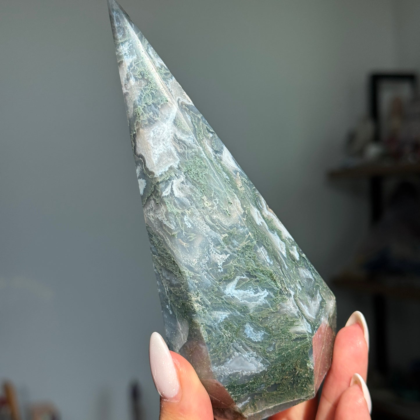 Moss Agate Diamond Tower #5