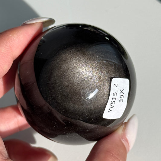 Silver Obsidian Sphere #02