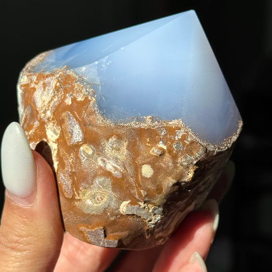 Blue Chalcedony Half Polished Point #2