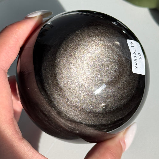 Silver Obsidian Sphere #15
