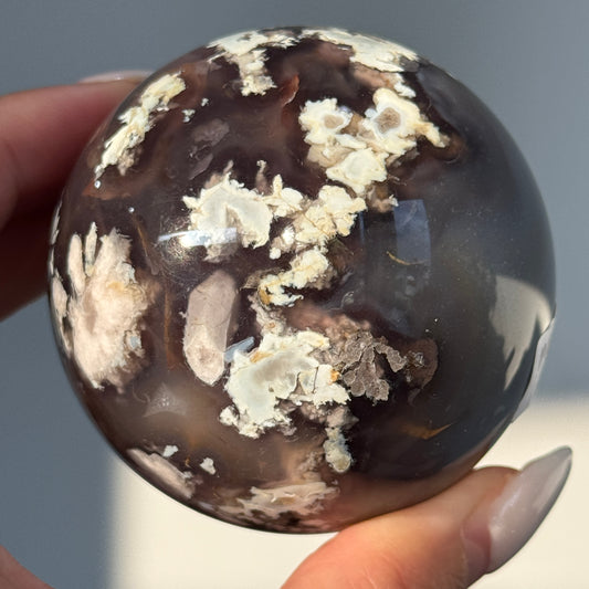 Black Flower Agate Sphere #3