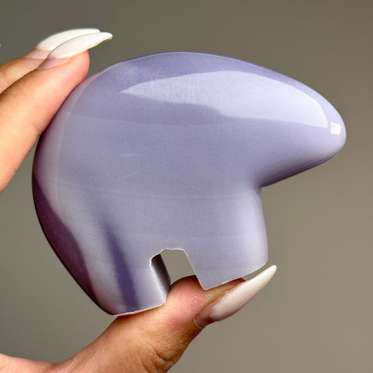 Lavender Fluorite Bear L Carving #2