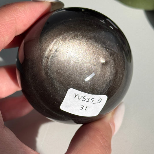 Silver Obsidian Sphere #09
