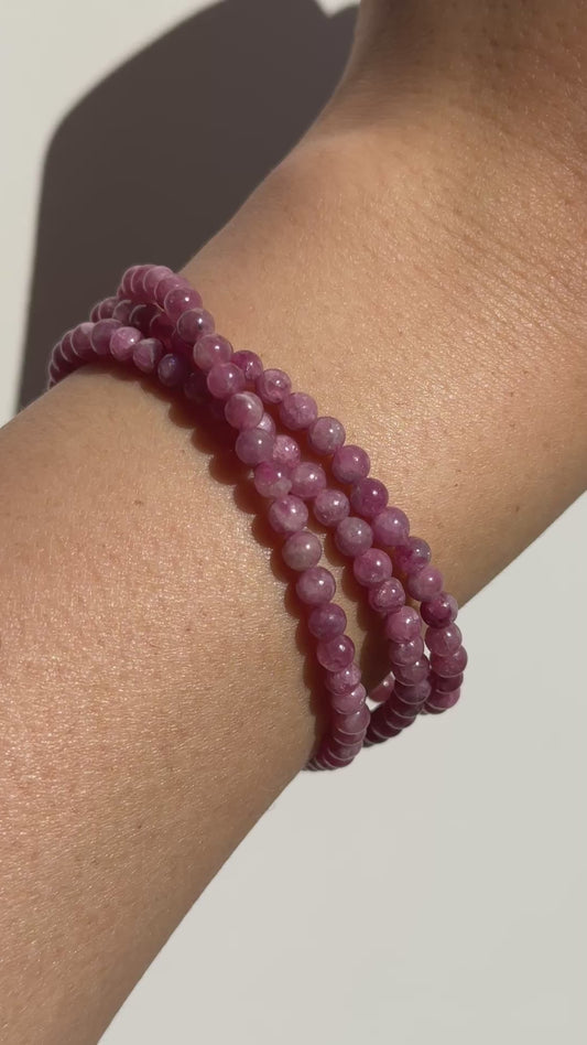 Pink Tourmaline 3 Wrap Bracelets