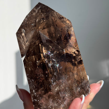 Smoky Quartz Semi-Polished Double Point Tower (EXTRA GRADE)